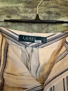 Lauren Ralph Lauren Cream and Navy Pinstriped Shorts